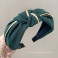 Fabric Wide Headband Solid Bow Knot Autumn Winter Hairband Vintage for Women Girl Hair Accessories Lady Gift Wholesale